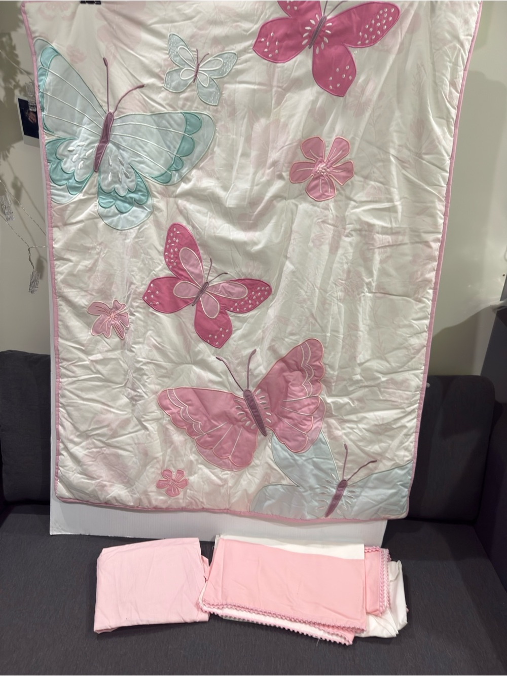 Pink & Mint Butterfly Quilt for Kids - Charming Girl's Bedding